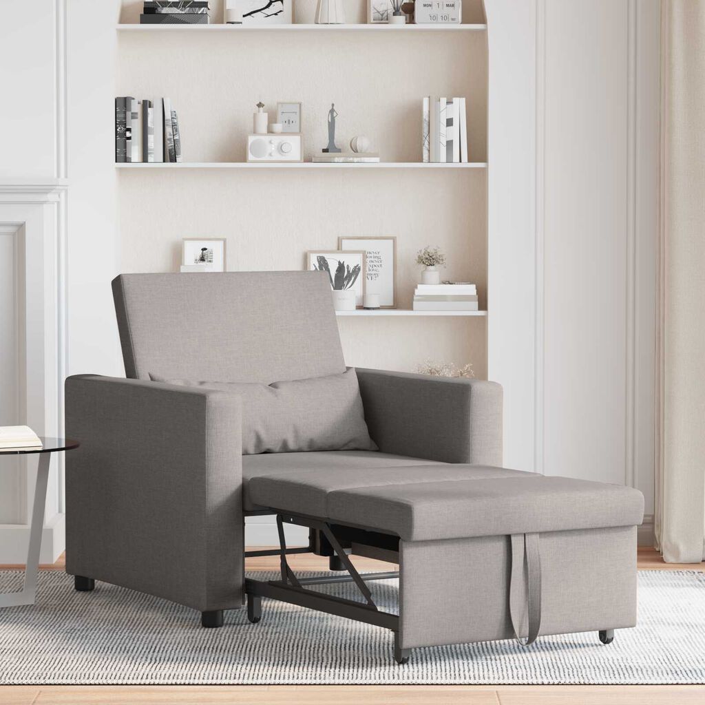 vidaXL Μονός καναπές-κρεβάτι Taupe 90 x 165 x 87 εκ. ύφασμα