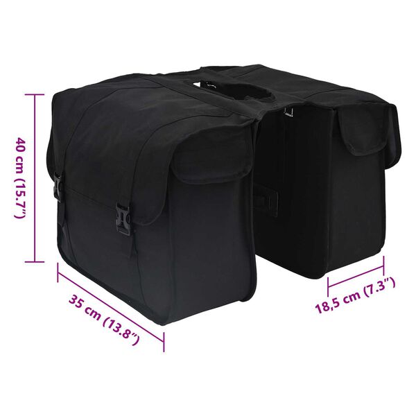 vidaXL Μαύρη Διπλή Τσάντα Ποδηλάτου 48 L
