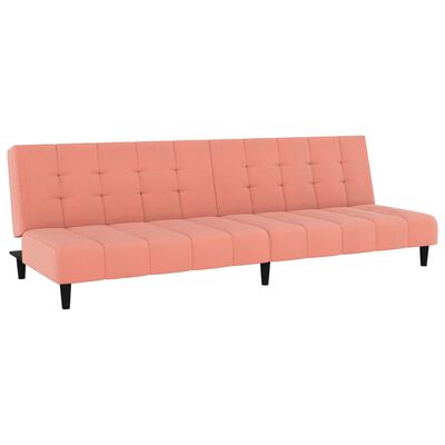 vidaXL Καναπές Κρεβάτι Διθέσιος Ροζ Βελούδινος