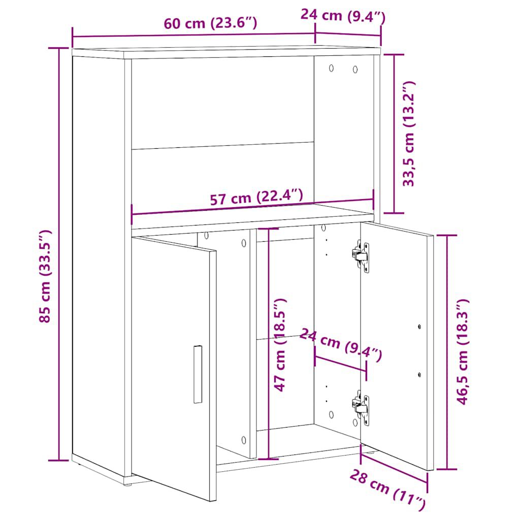 vidaXL Βιβλιοθήκη Γκρι Σκυροδέματος 60x24x85 εκ. Επεξεργ. Ξύλο