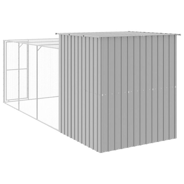 vidaXL Κοτέτσι με Περίβολο Αν. Γκρι 165x455x181 εκ. Γαλβαν. Χάλυβας