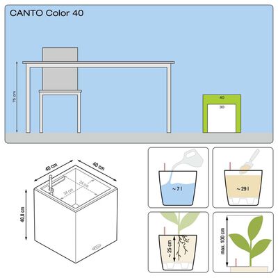 LECHUZA Γλάστρα Canto Color Square 40 ALL-IN-ONE Χρώμα Γραφίτη 13722