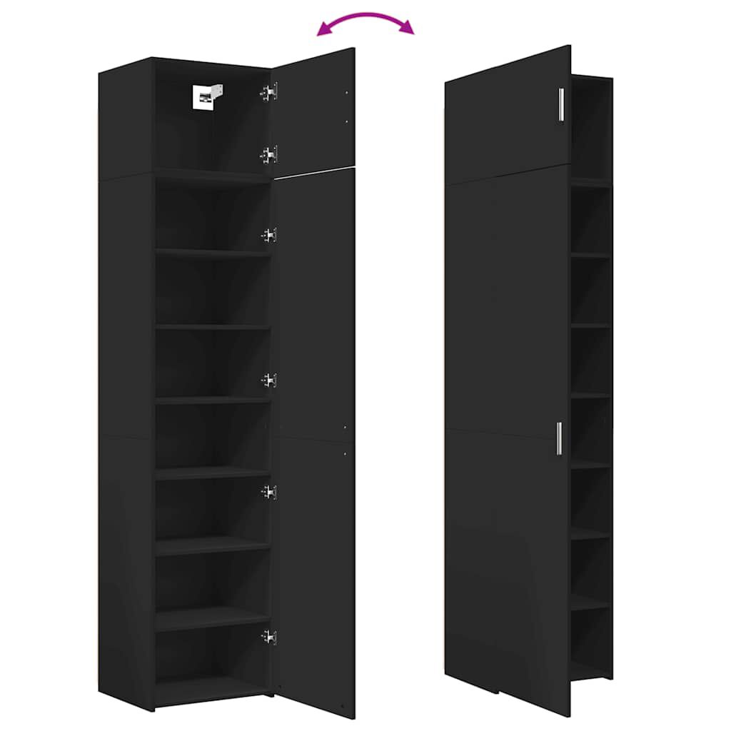 vidaXL Ντουλάπι Αποθήκευσης Στενό Μαύρο 50x42,5x225 εκ. Επεξεργ. Ξύλο
