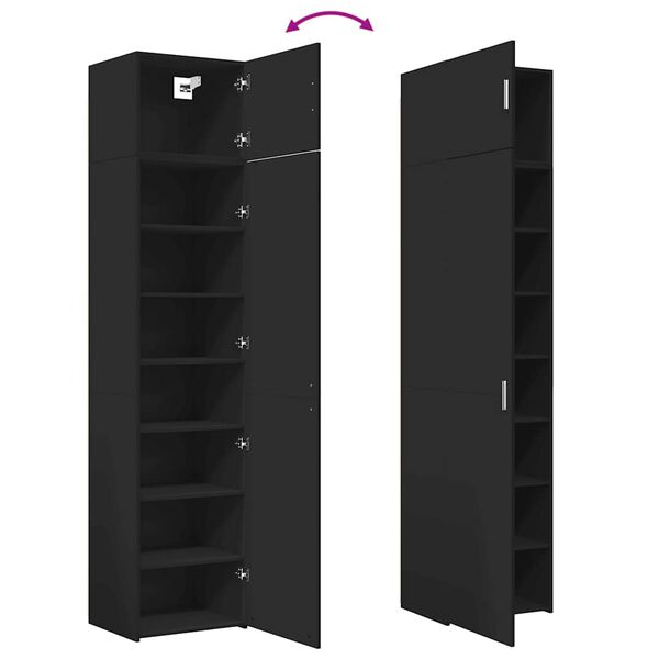 vidaXL Ντουλάπι Αποθήκευσης Στενό Μαύρο 50x42,5x225 εκ. Επεξεργ. Ξύλο
