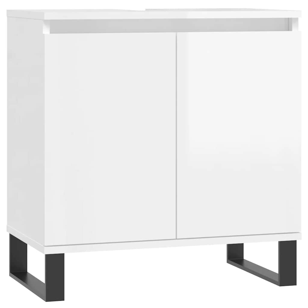 vidaXL Ντουλάπι Μπάνιου Γυαλ. Λευκό 58 x 33 x 60 εκ. από Επεξεργ. Ξύλο