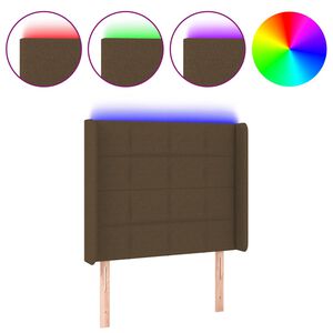 vidaXL Κεφαλάρι Κρεβατιού LED Σκούρο Καφέ 83x16x118/128 εκ. Υφασμάτινο