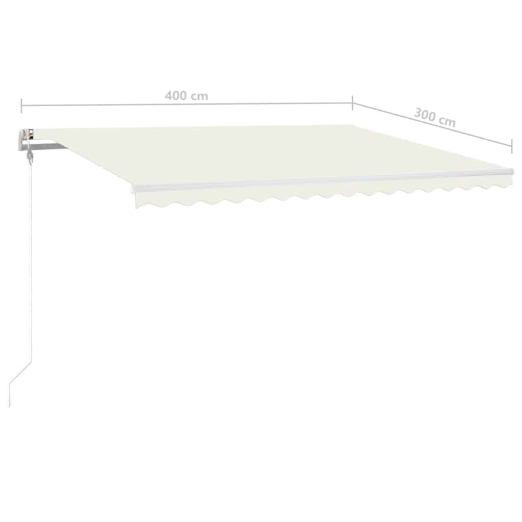 vidaXL Τέντα Αυτόματη με LED & Αισθητήρα Ανέμου Κρεμ 400 x 300 εκ.
