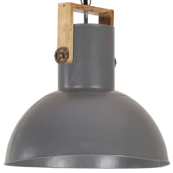 vidaXL Φωτιστικό Industrial Στρογγυλό 25 W Γκρι 52 εκ. Ξύλο Μάνγκο Ε27