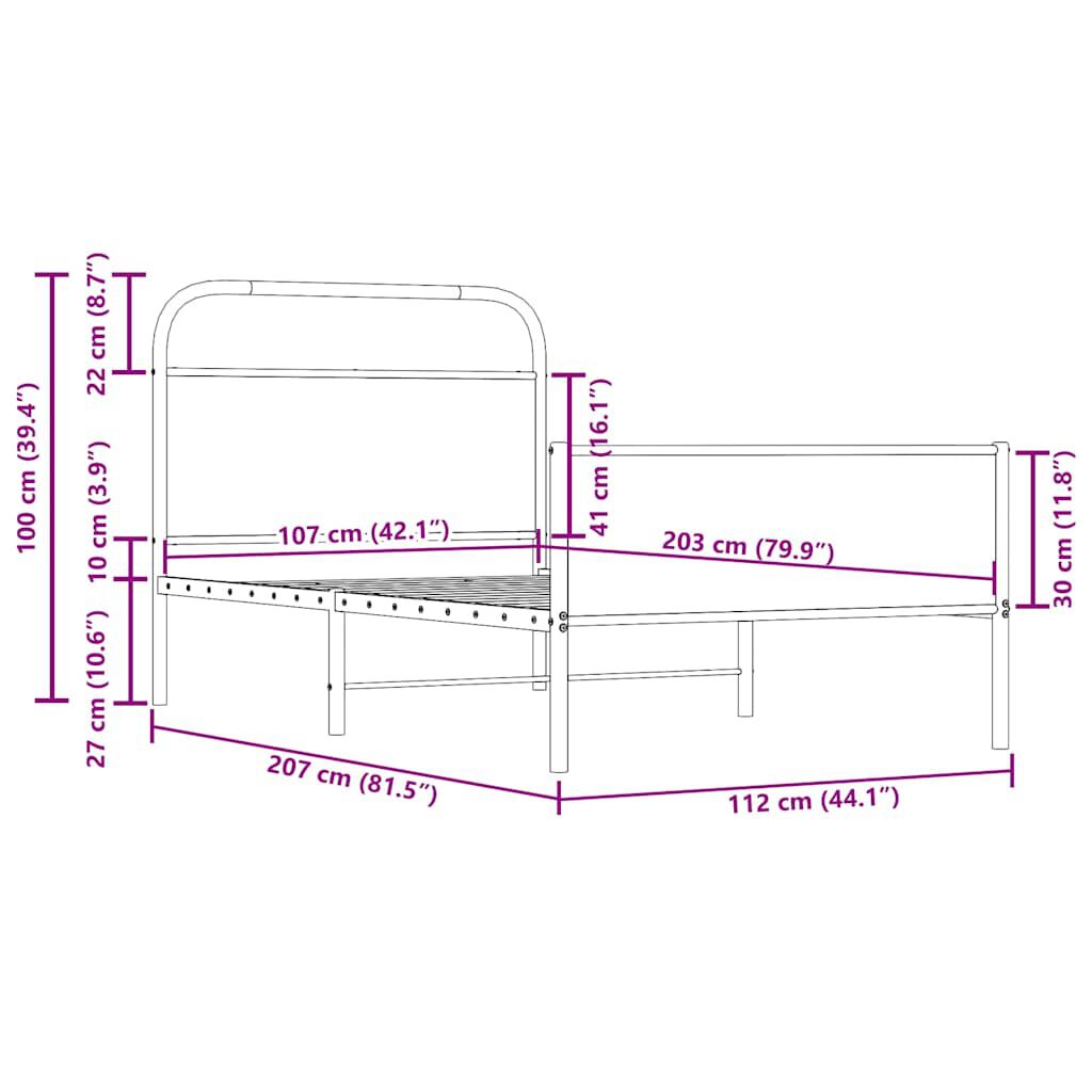 vidaXL Πλαίσιο Κρεβατιού Χωρ. Στρώμα Sonoma Δρυς 107x203 εκ Επ. Ξύλο