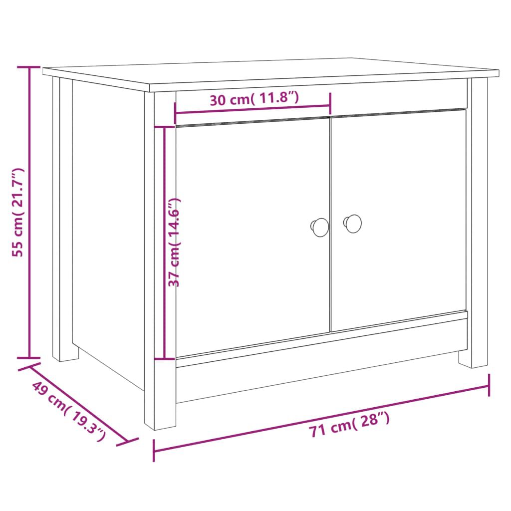 vidaXL Τραπεζάκι Σαλονιού Γκρι 71x49x55 εκ. από Μασίφ Ξύλο Πεύκου