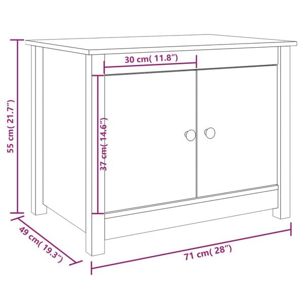 vidaXL Τραπεζάκι Σαλονιού Γκρι 71x49x55 εκ. από Μασίφ Ξύλο Πεύκου