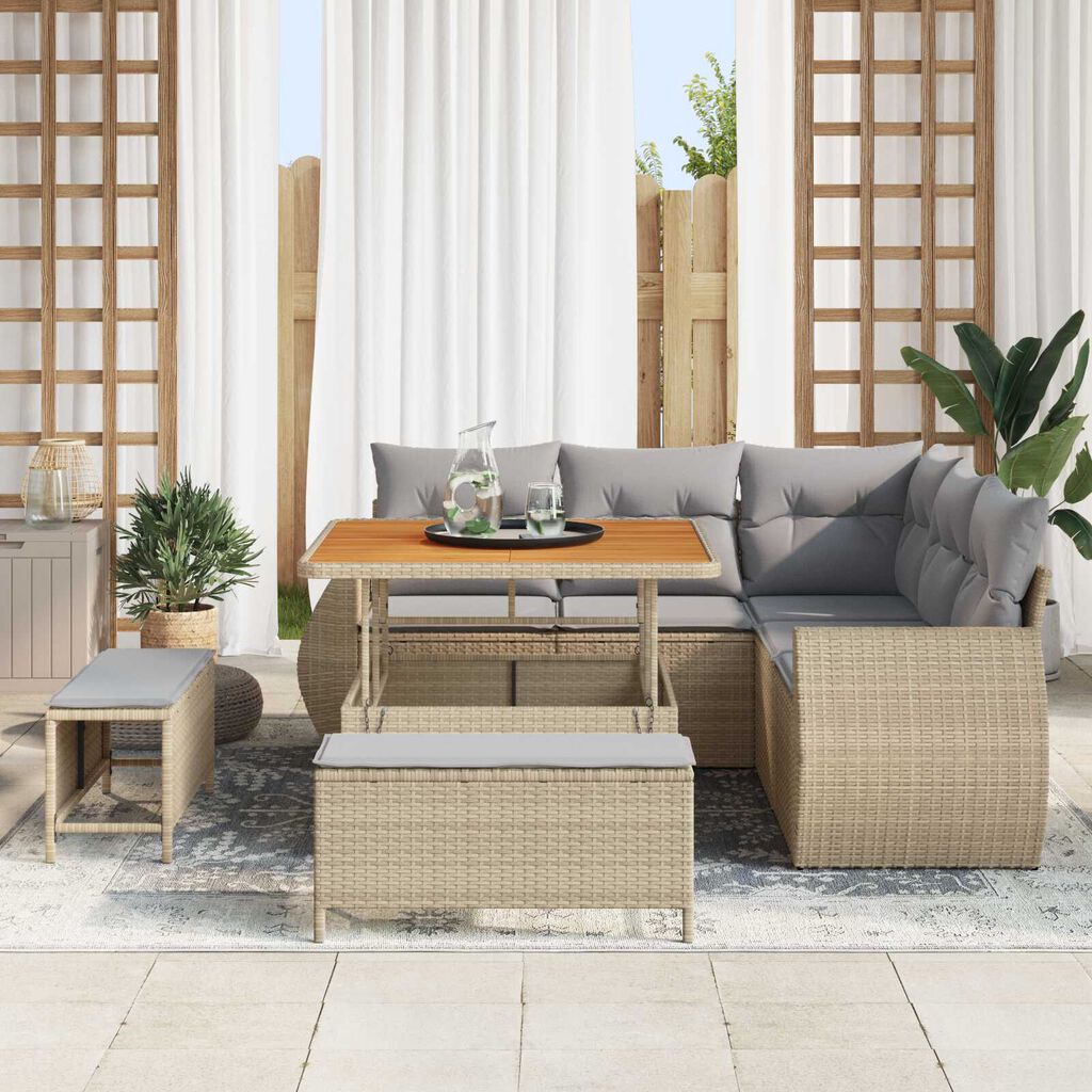 vidaXL Σετ Καναπέ Κήπου 8 pcs Μπεζ συνθετικό ρατάν