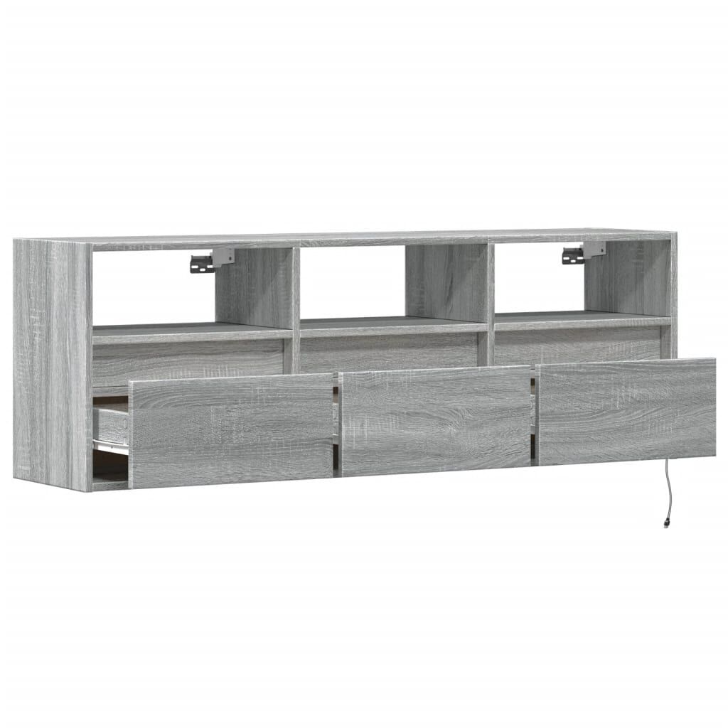 vidaXL Έπιπλο Τοίχου Τηλεόρασης με LED Γκρι Sonoma 130x31x45 εκ.