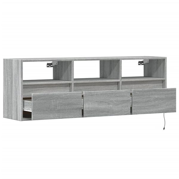 vidaXL Έπιπλο Τοίχου Τηλεόρασης με LED Γκρι Sonoma 130x31x45 εκ.