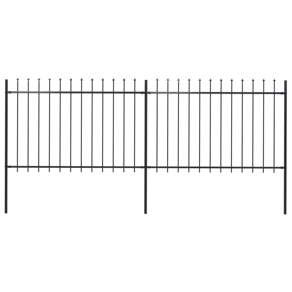 vidaXL Κάγκελα Περίφραξης με Λόγχες Μαύρα 3,4 x 1,2 μ. από Χάλυβα