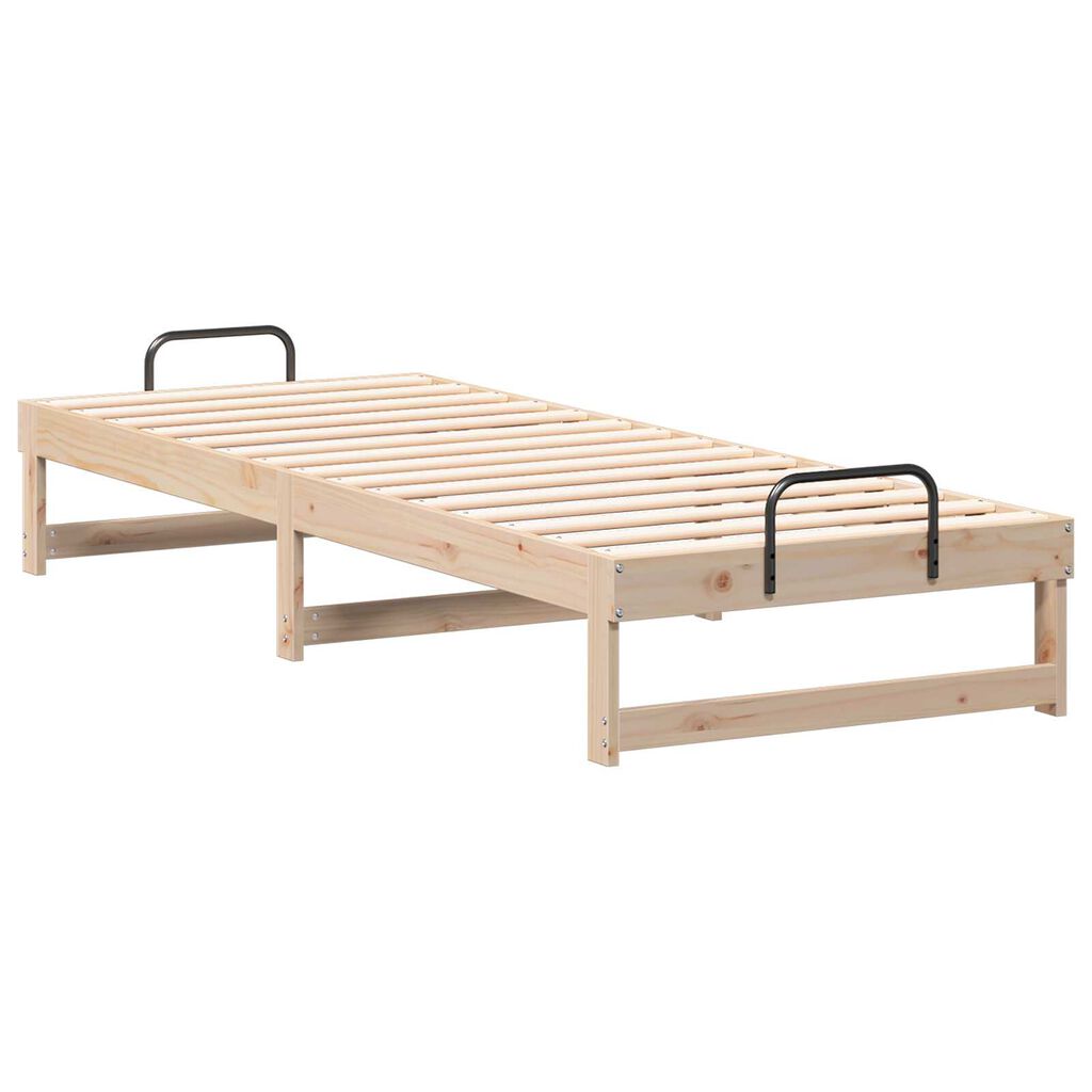 vidaXL Κρεβάτι με λαβές μεταφοράς Καφέ 80 x 200 cm Μασίφ ξύλο πεύκου