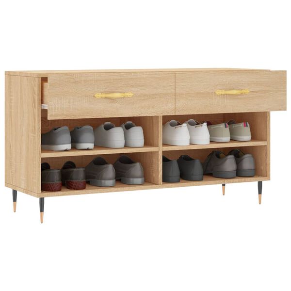 vidaXL Παπουτσοθήκη Sonoma Δρυς 102x35x55 εκ. από Επεξεργασμένο Ξύλο