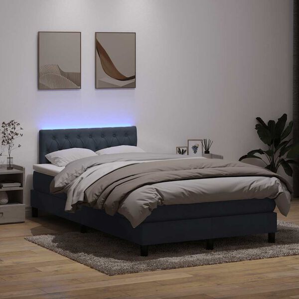 vidaXL &Kappa;&rho;&epsilon;&beta;ά&tau;&iota; Boxspring &mu;&epsilon; &Sigma;&tau;&rho;ώ&mu;&alpha; & LED &Sigma;&kappa;&omicron;ύ&rho;&omicron; &gamma;&kappa;&rho;&iota; 120x220 cm &Beta;&epsilon;&lambda;&omicron;ύ&delta;&iota;&nu;&omicron;