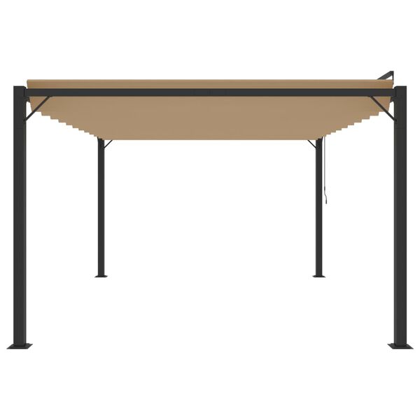 vidaXL Κιόσκι με Ανοιγόμενη Οροφή Taupe 3 x 4 μ. Ύφασμα και Αλουμίνιο
