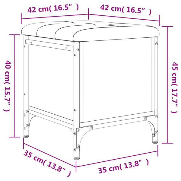 vidaXL Παγκάκι Αποθήκευσης Μαύρο 42x42x45 εκ. από Επεξεργασμένο Ξύλο