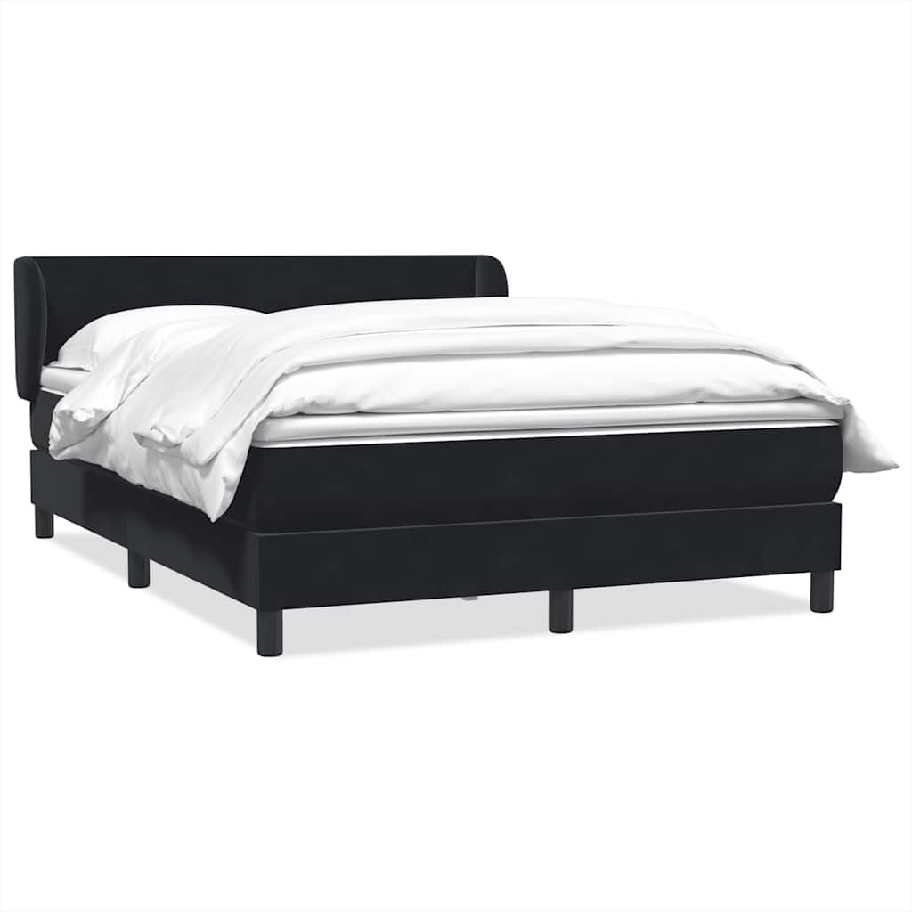 vidaXL Κρεβάτι Boxspring με Στρώμα Μαύρο 1140x210 εκ. Βελούδινο