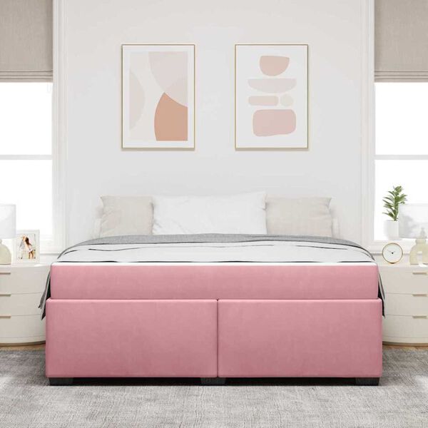 vidaXL Σκελετός Κρεβατιού με στρώμα Ροζ 180 x 200 cm Βελούδο