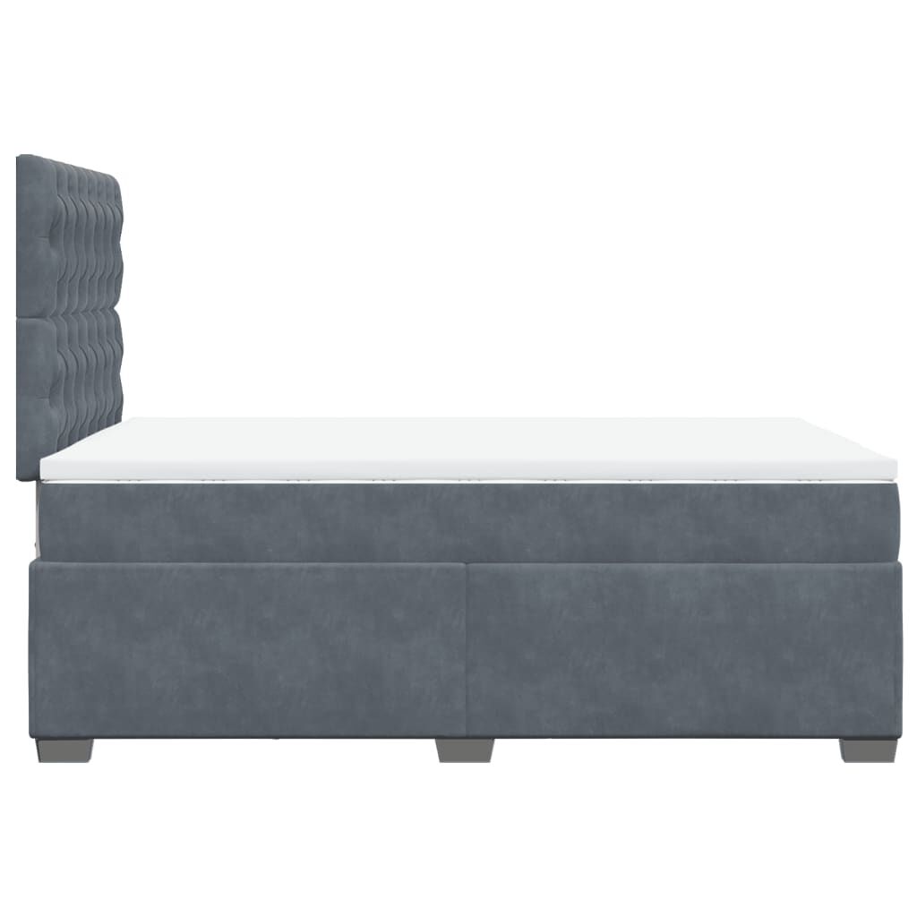 vidaXL Κρεβάτι Boxspring με Στρώμα Σκούρο Γκρι 120x190 εκ. Βελούδινο