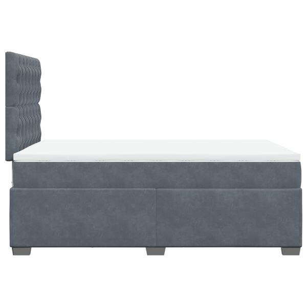 vidaXL Κρεβάτι Boxspring με Στρώμα Σκούρο Γκρι 120x190 εκ. Βελούδινο