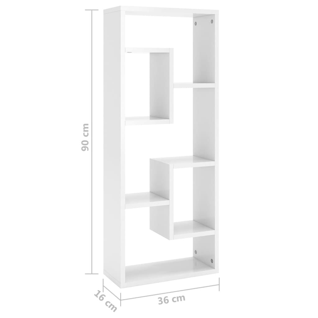 vidaXL Ραφιέρα Τοίχου Γυαλιστερό Λευκό 36 x 16 x 90 εκ. από Επεξ. Ξύλο