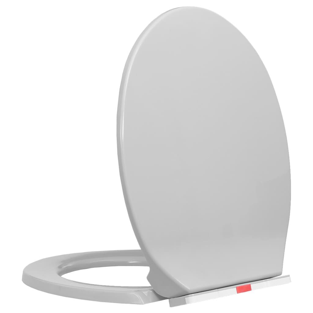 vidaXL Κάλυμμα Λεκάνης με Soft Close &amp; Quick Release Οβάλ Ανοιχτό Γκρι