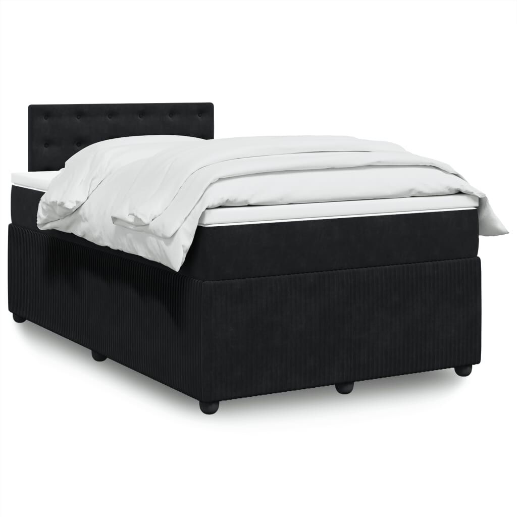 vidaXL Κρεβάτι Boxspring με Στρώμα Μαύρο 120x190 εκ. Βελούδινο