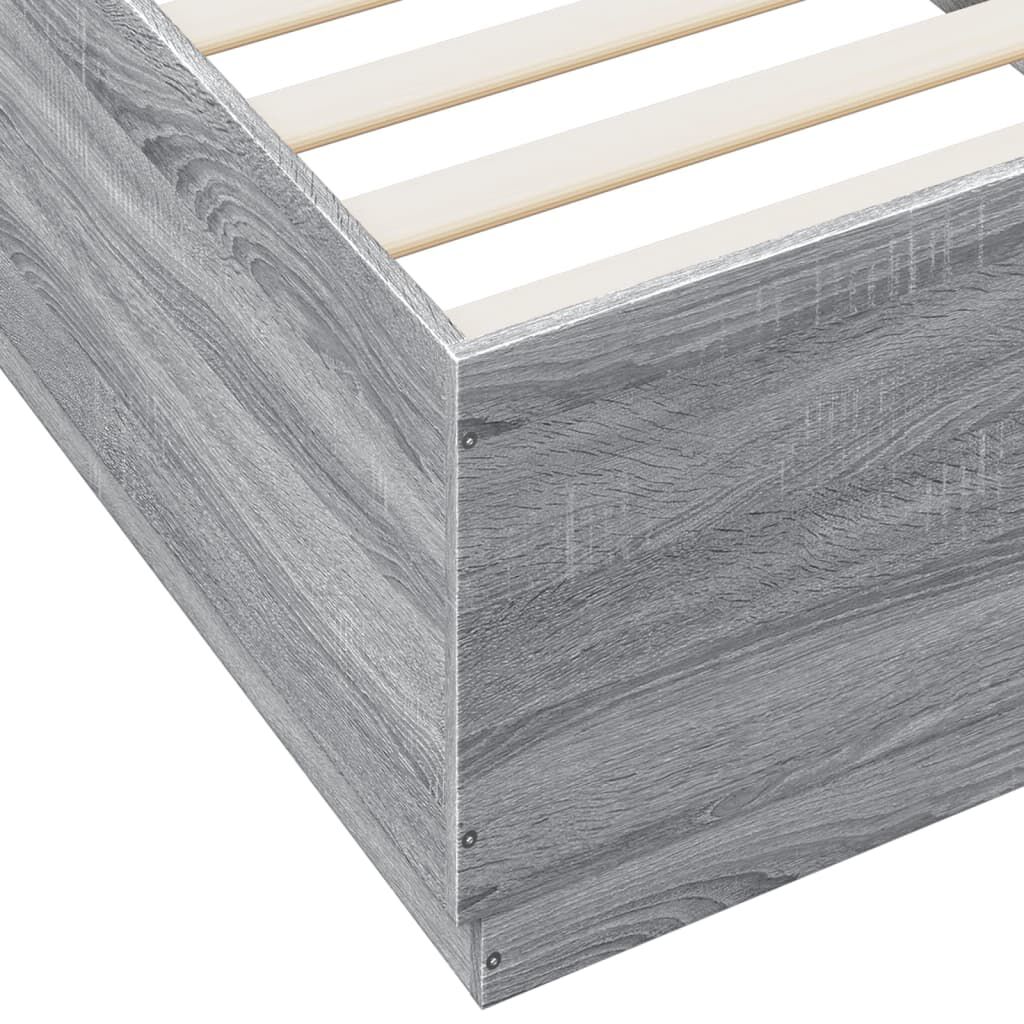vidaXL Πλαίσιο Κρεβατιού με LED Γκρι Sonoma 90x200 εκ. Επεξεργ. Ξύλο