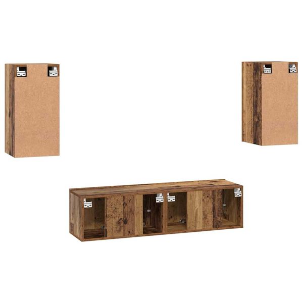 vidaXL Σετ επίπλου τηλεόρασης 4 pcs Παλαιό ξύλο 30.5 x 30 x 60 εκ.