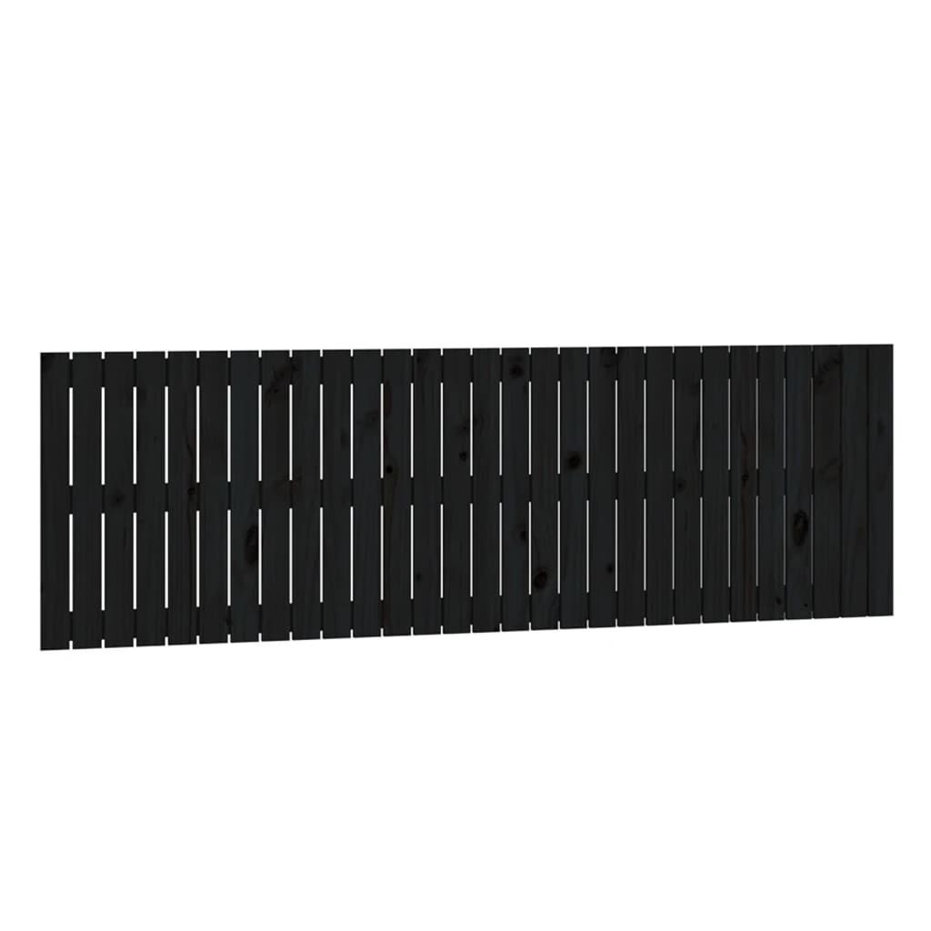 vidaXL Κεφαλάρι Τοίχου Μαύρο 185x3x60 εκ. από Μασίφ Ξύλο Πεύκου