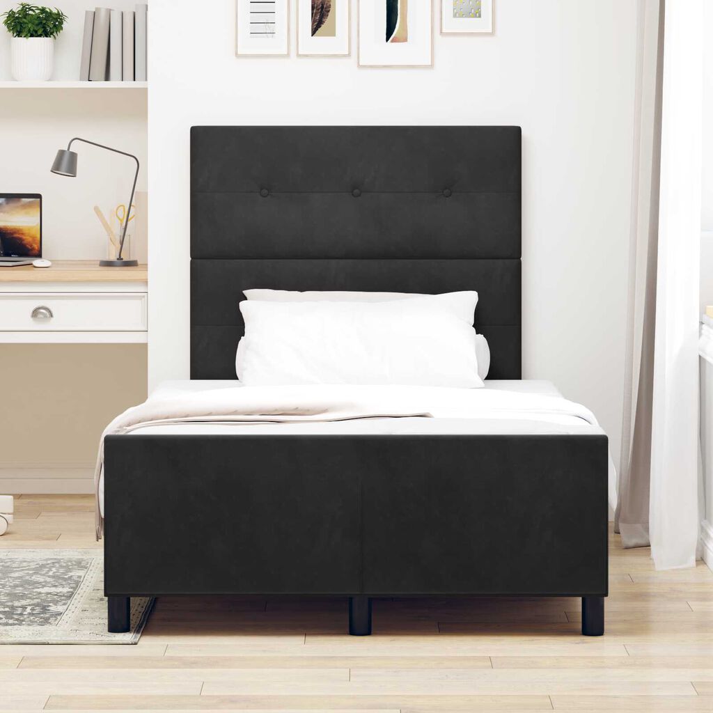 vidaXL Σκελετός Κρεβατιού με κεφαλάρι Μαύρο 120 x 190 cm Βελούδο
