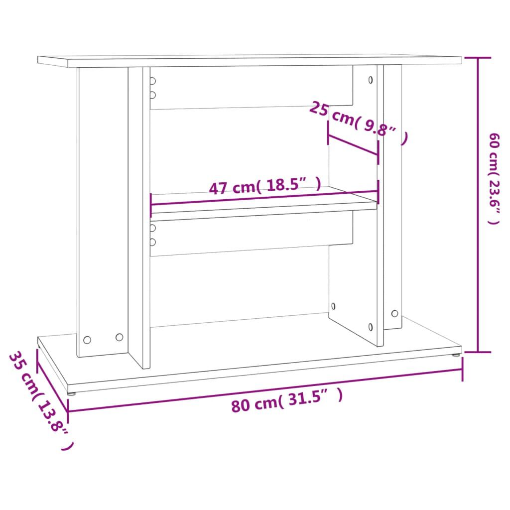 vidaXL Βάση Ενυδρείου Μαύρη 80 x 35 x 60 εκ. από Επεξεργασμένο Ξύλο