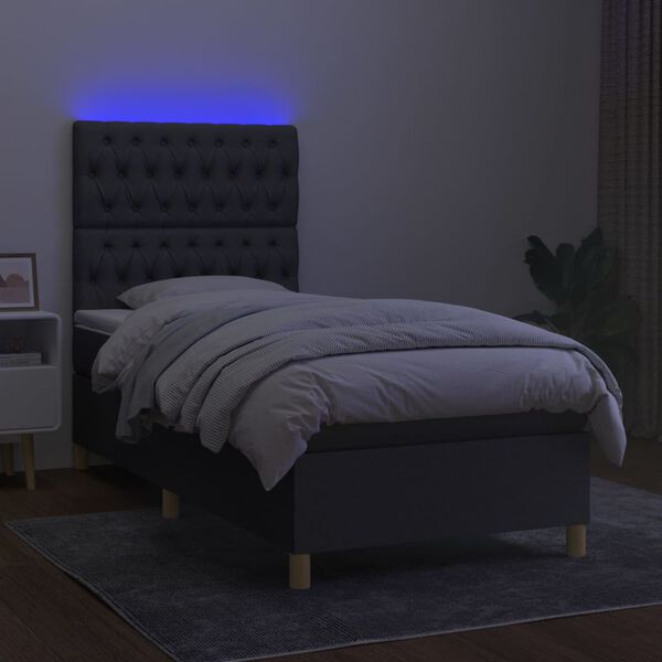 vidaXL &Kappa;&rho;&epsilon;&beta;ά&tau;&iota; Boxspring &mu;&epsilon; &Sigma;&tau;&rho;ώ&mu;&alpha; & LED &Sigma;&kappa;.&Gamma;&kappa;&rho;&iota; 90x190 &epsilon;&kappa;. &Upsilon;&phi;&alpha;&sigma;&mu;ά&tau;&iota;&nu;&omicron;