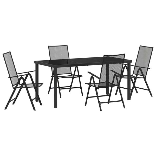 vidaXL Σέτ φαγητού για κήπο Πτυσσόμενος 5 pcs Ανθρακί Ατσάλι
