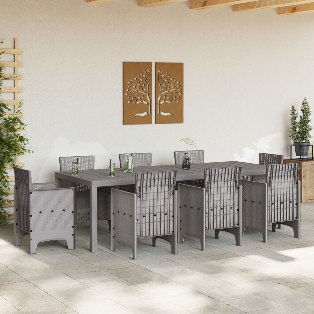 vidaXL Τραπέζι Κήπου Ανοιχτό Γκρι 250x100x73 εκ. Πολυ Ράτταν
