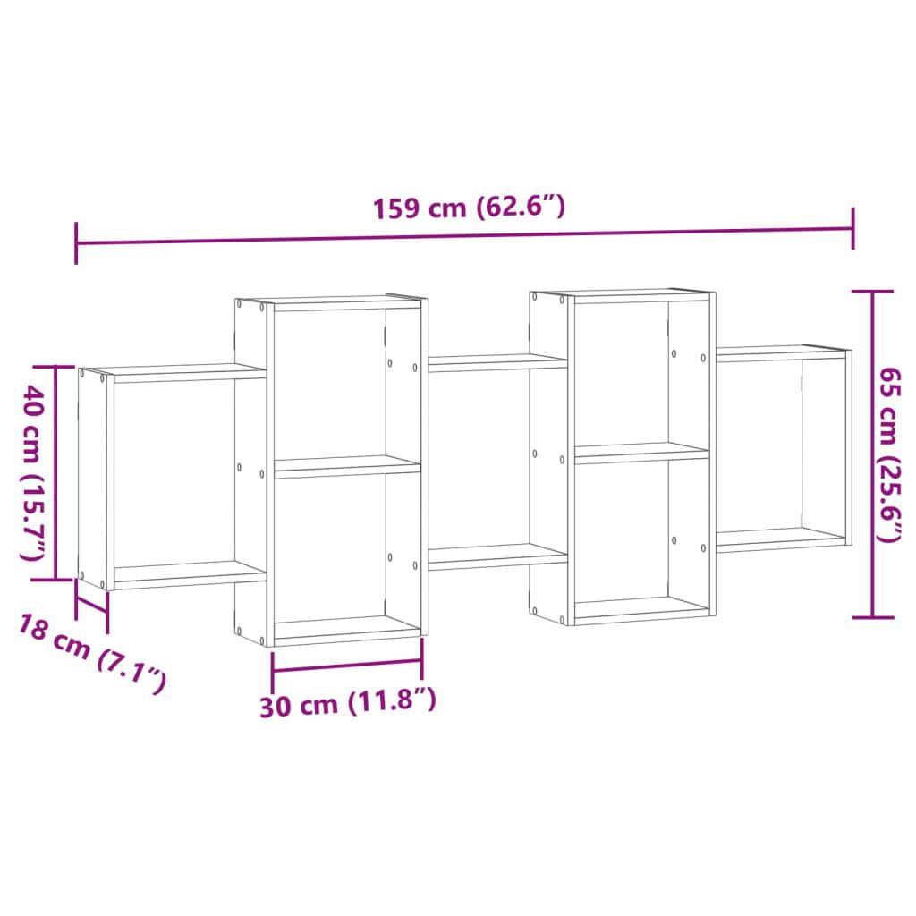 vidaXL Ραφιέρα Τοίχου Όψη Παλαιού Ξύλου 159x18x65 εκ. από Επεξ. Ξύλο