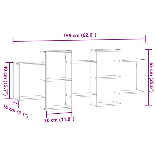vidaXL Ραφιέρα Τοίχου Όψη Παλαιού Ξύλου 159x18x65 εκ. από Επεξ. Ξύλο
