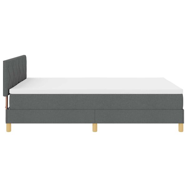 vidaXL Κρεβάτι Box Spring με Ματράκι & LED Σκούρο Γκρι 140x200 εκ Ύφασμα