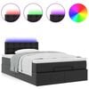 vidaXL Οθωμανικό κρεβάτι με στρώματα & LEDs Μαύρο Faux Leather