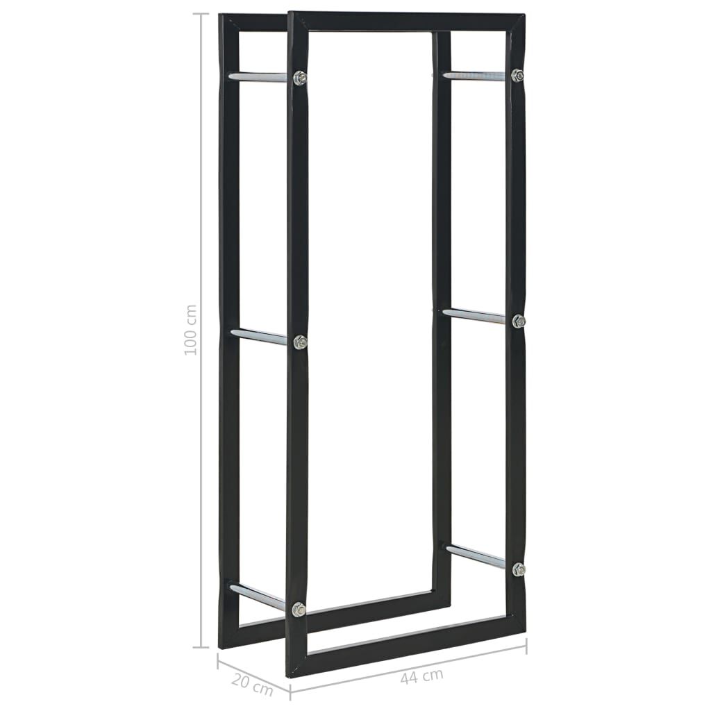 vidaXL Ράφι Καυσόξυλων Μαύρο 44 x 20 x 100 εκ. Ατσάλινο
