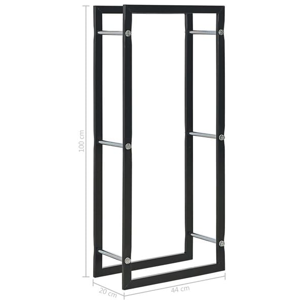 vidaXL Ράφι Καυσόξυλων Μαύρο 44 x 20 x 100 εκ. Ατσάλινο