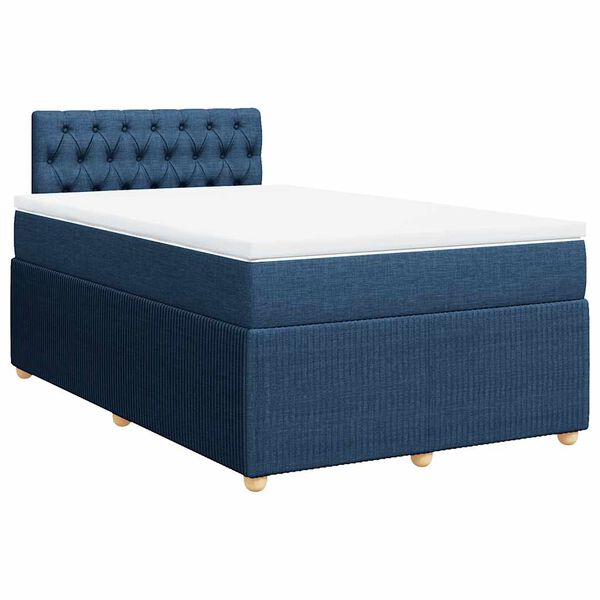 vidaXL Κρεβάτι Boxspring με Στρώμα Μπλε 120x190 εκ. Υφασμάτινο