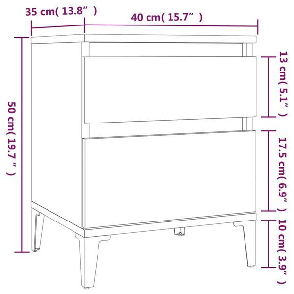 vidaXL Κομοδίνα 2 τεμ. Sonoma Δρυς 40 x 35 x 50 εκ.