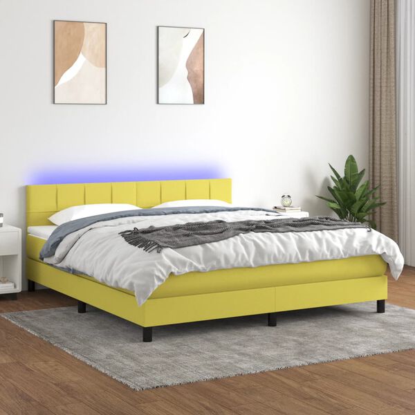 vidaXL &Kappa;&rho;&epsilon;&beta;ά&tau;&iota; Boxspring &mu;&epsilon; &Sigma;&tau;&rho;ώ&mu;&alpha; & LED &Pi;&rho;ά&sigma;&iota;&nu;&omicron; 160x200 &epsilon;&kappa; &Upsilon;&phi;&alpha;&sigma;&mu;ά&tau;&iota;&nu;&omicron;