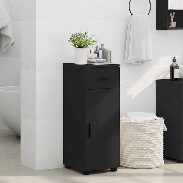 vidaXL Ντουλάπι Μπάνιου Μαύρο 30 x 35 x 80 εκ Επεξεργασμένο ξύλο