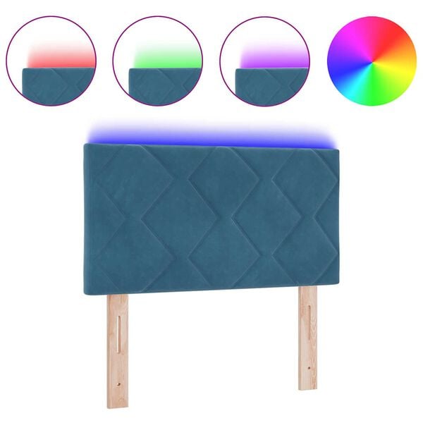 vidaXL LED Προσκέφαλο Σχεδιασμός Diamond Blocks Μπλε 80 cm Βελούδο